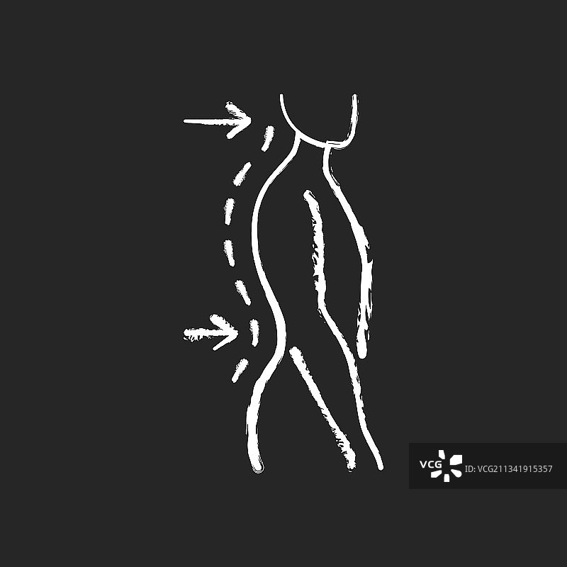 黑色背景上的腰椎前凸粉笔白色图标图片素材