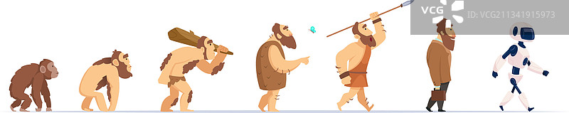 从猴子到赛博格的历史人类进化图片素材