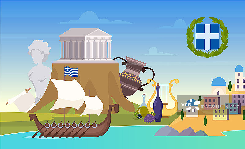 希腊地标建筑背景图片素材