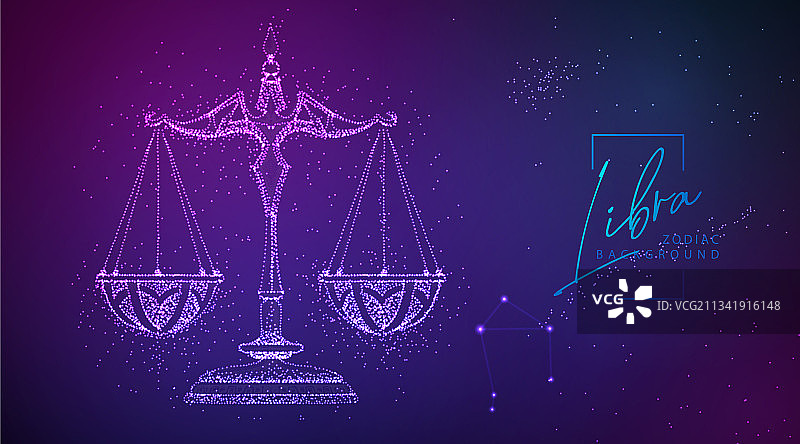 霓虹液体占星天秤座标志图片素材
