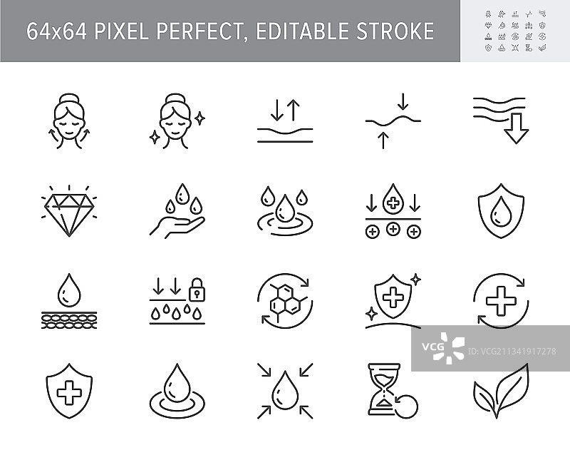 化妆品特性线性图标图片素材