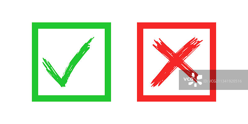 手绘对勾和叉号元素图片素材