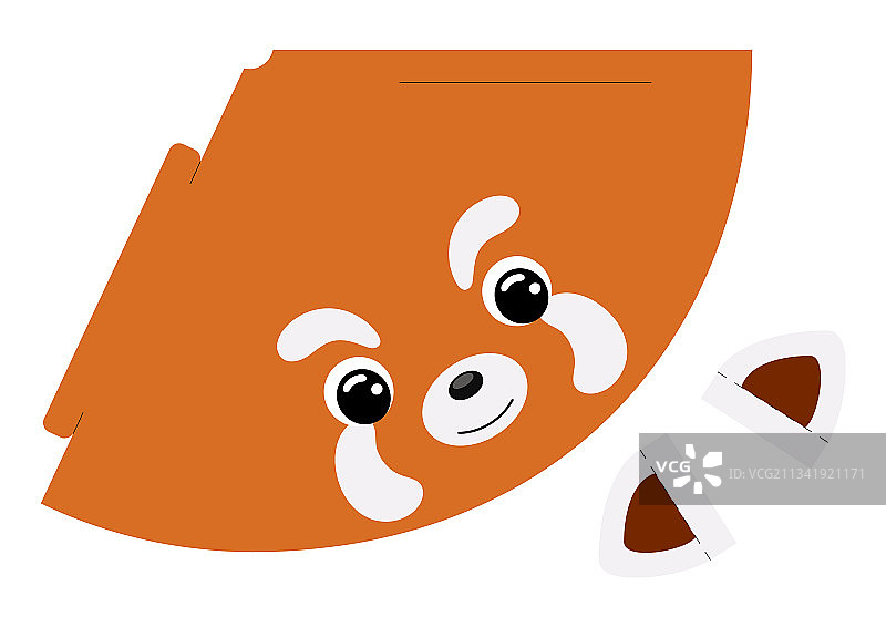 可打印小熊猫纸帽子派对模切图片素材