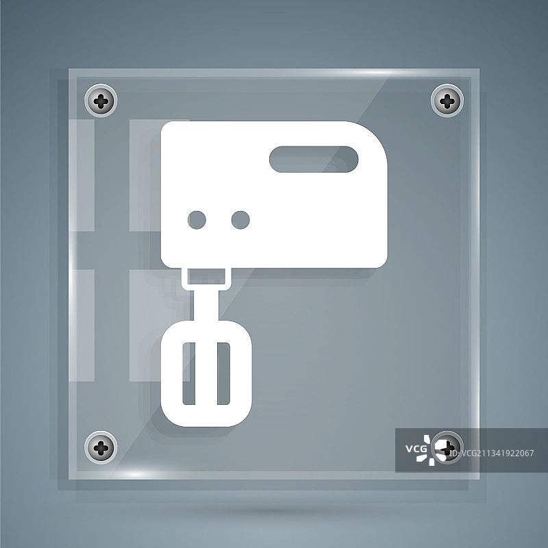 灰色背景上的白色电动搅拌机图标图片素材