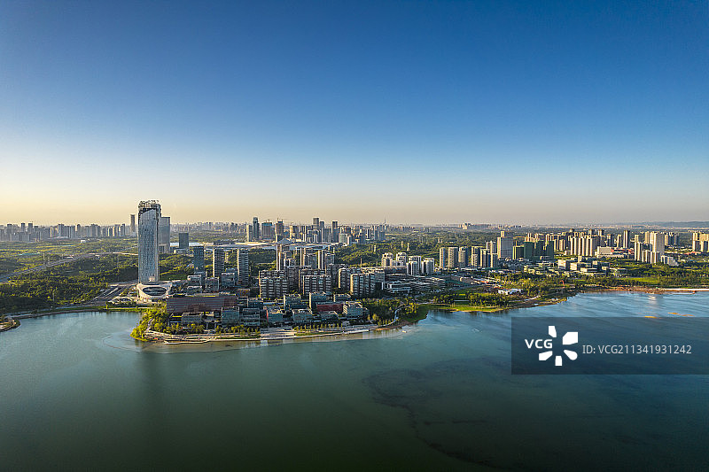 成都天府新区兴隆湖公园航拍图片素材