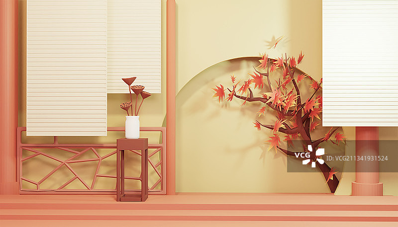 国风三维场景的展台背景图片素材