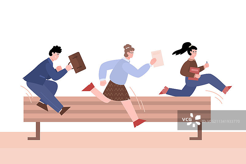 目标明确的商务人士跳过障碍图片素材