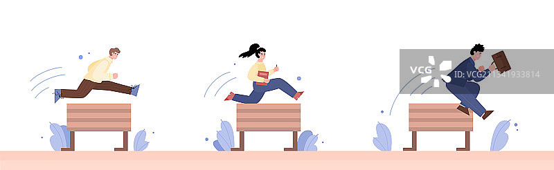 商务人士参加障碍赛图片素材