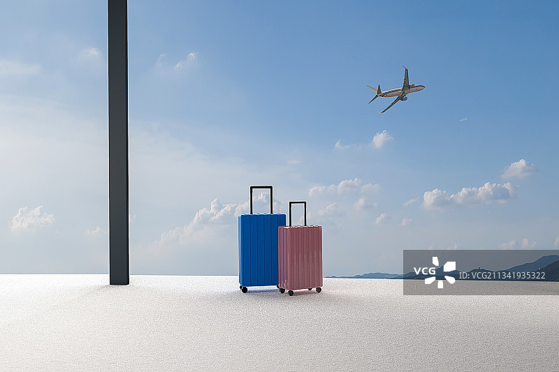 3d渲染的两只行李箱图片素材