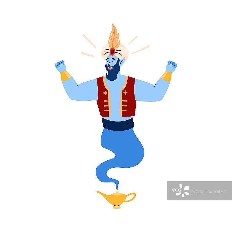 神灯里的阿拉伯神 genie 实现愿望图片素材