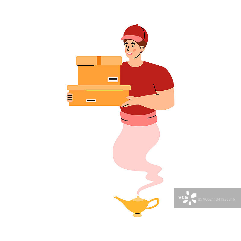 精灵快递员卡通人物扁平设计图片素材