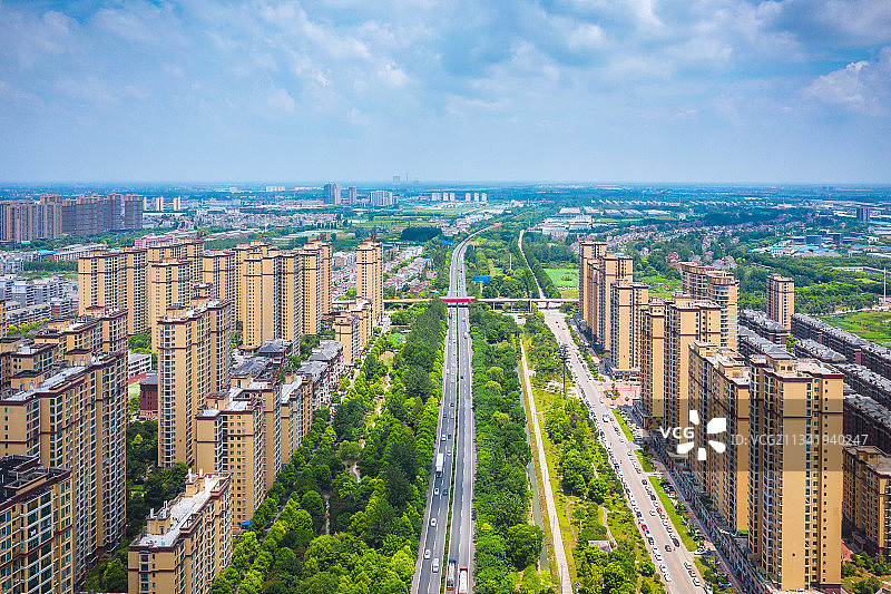 仙桃市区航拍全景图片素材