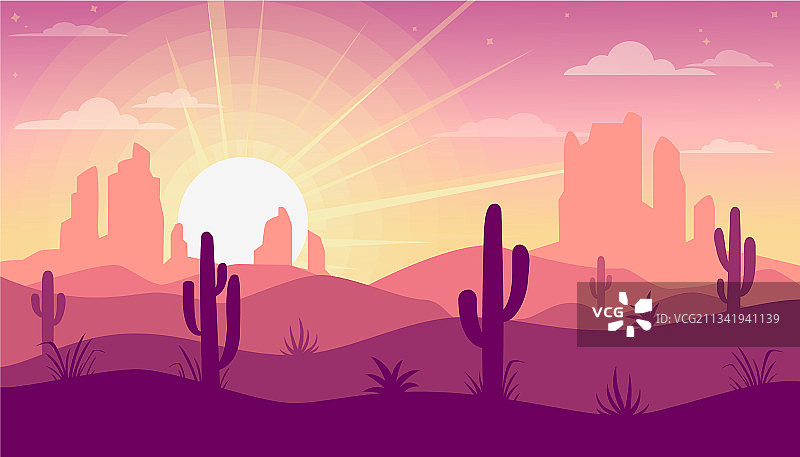 沙漠和仙人掌景观图片素材