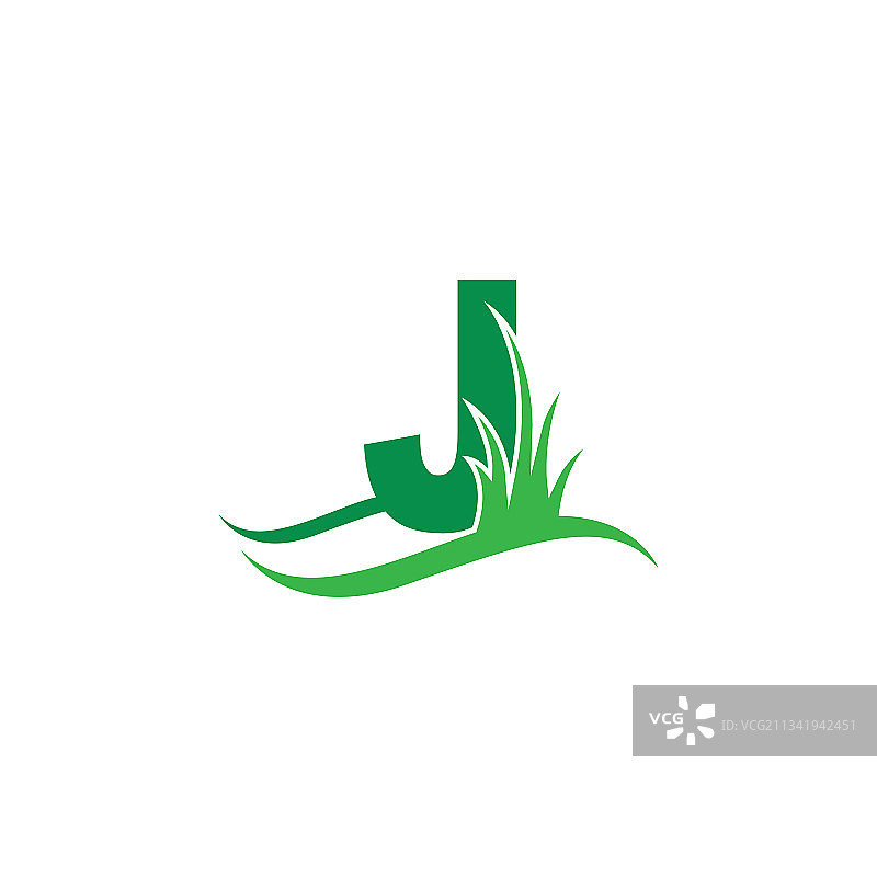绿色草地背景上的字母J图标logo设计图片素材