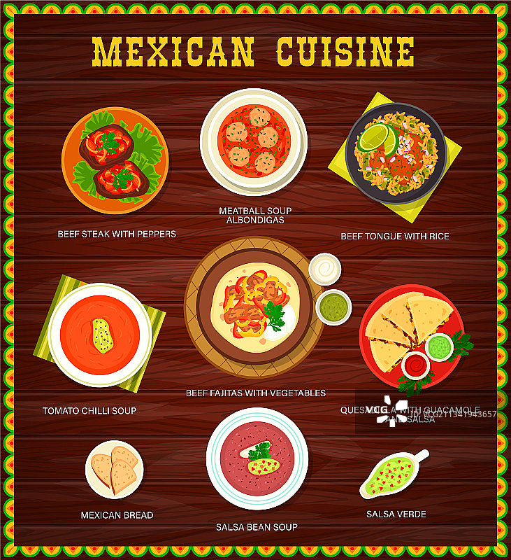 墨西哥美食餐厅菜肴菜单页图片素材