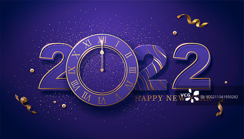2022年倒计时紫金色卡片图片素材