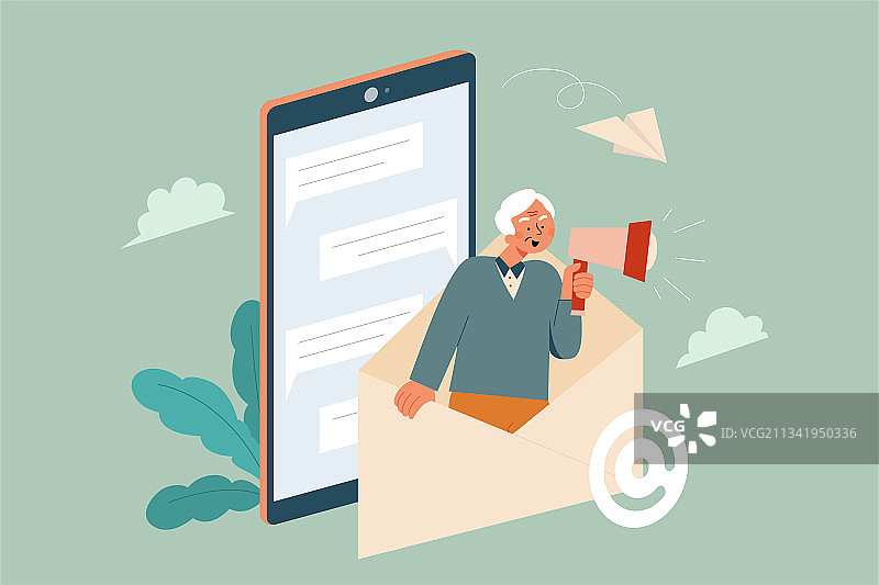 老年女子在手机上发送语音邮件图片素材