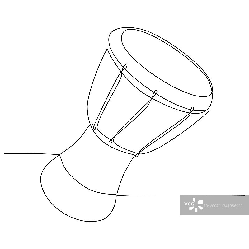 连续线条绘画非洲手鼓图片素材