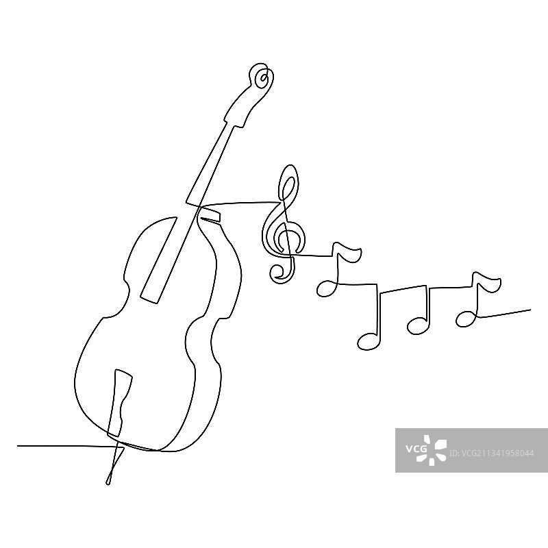 连续线条绘制的低音提琴图片素材