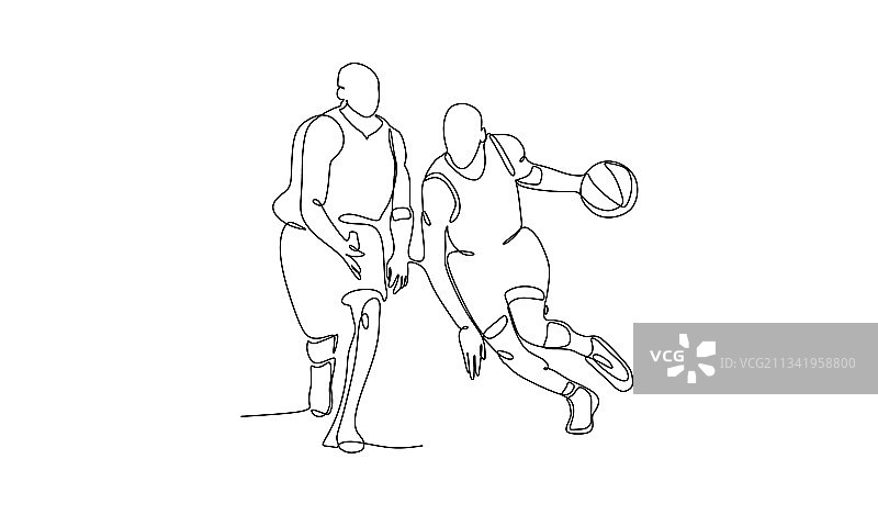 两名篮球运动员争抢篮球图片素材