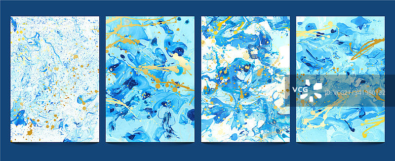 水彩流体现代蓝色大理石纹理图片素材