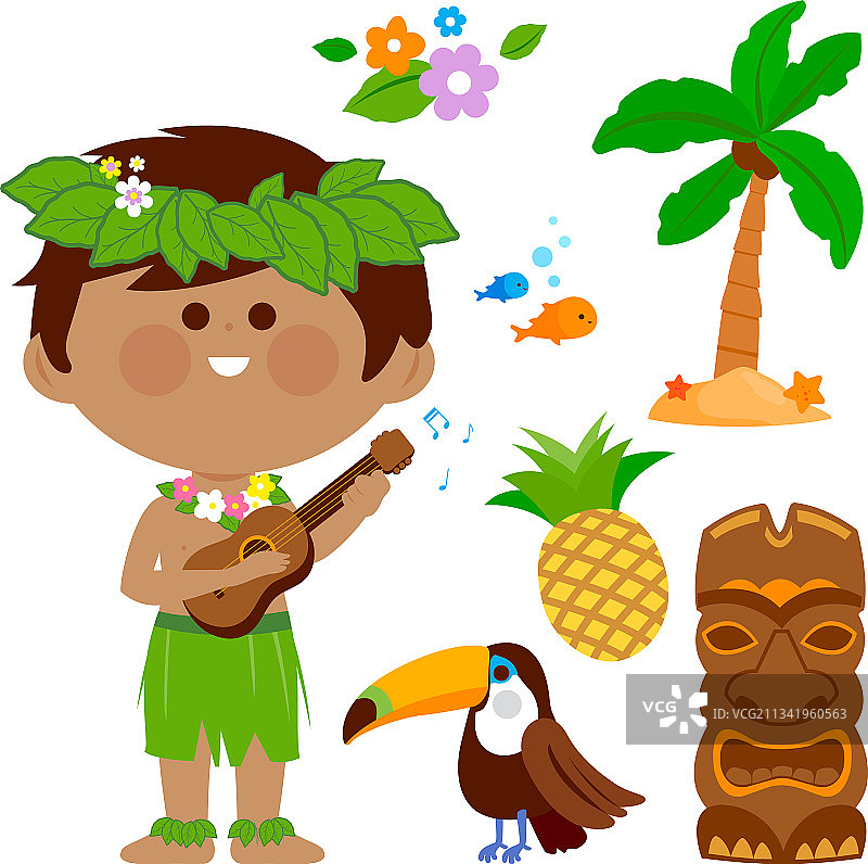 夏威夷男孩弹吉他图片素材