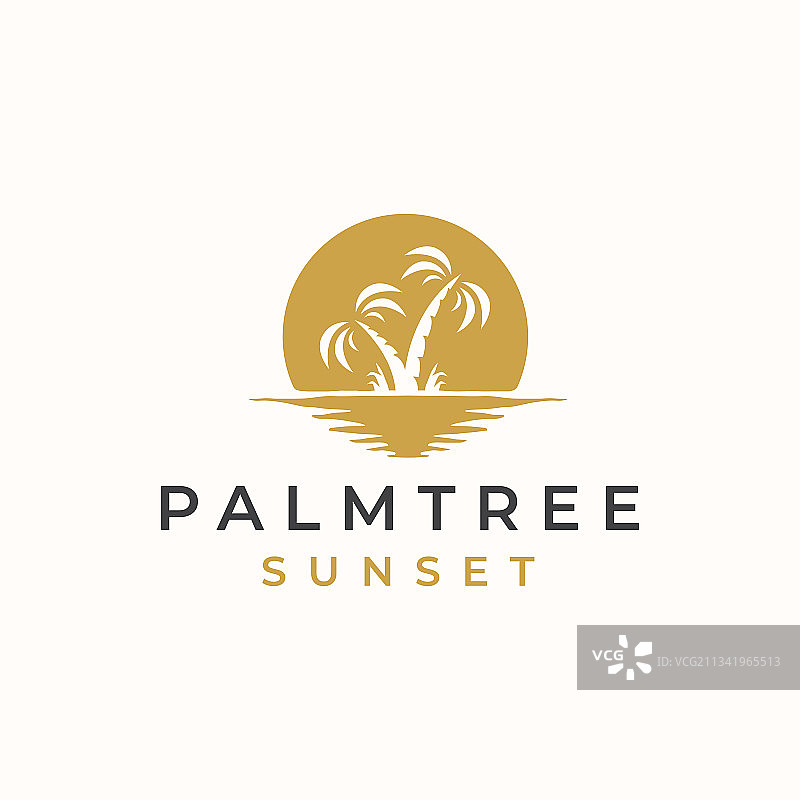 日落背景棕榈树Logo模板图片素材