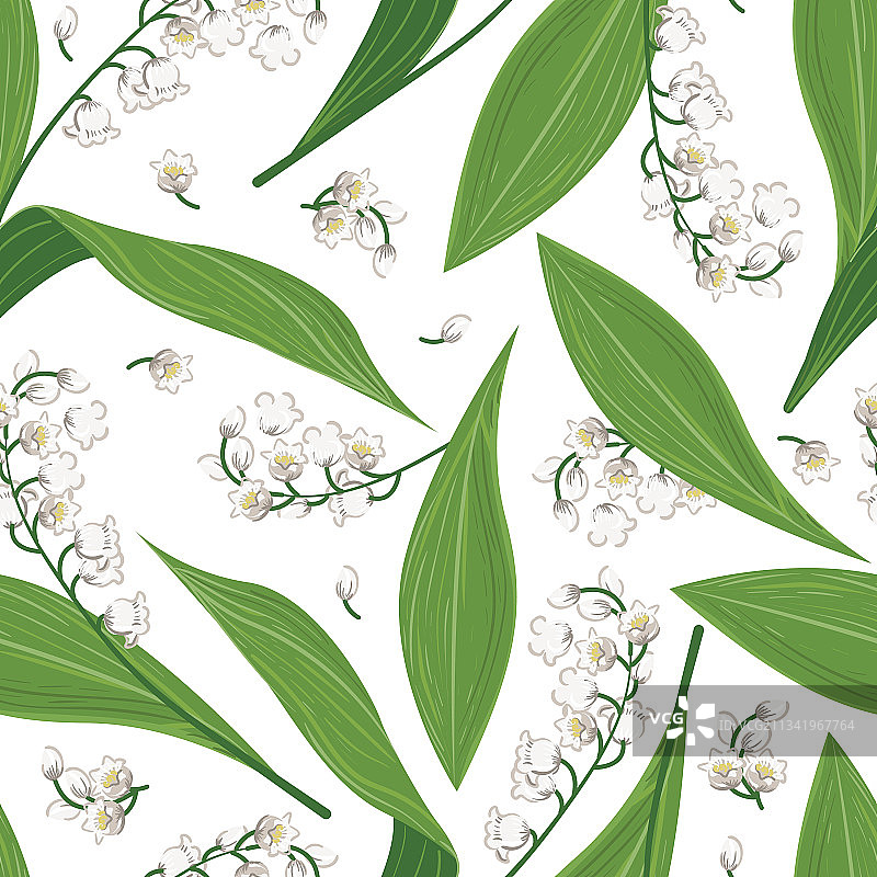 铃兰花卉无缝图案图片素材