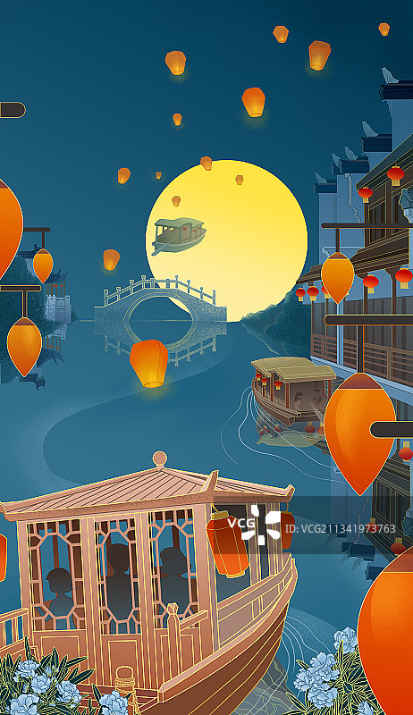 南京之夜游秦淮河图片素材