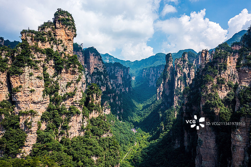 张家界国家森林公园，金鞭溪，航拍图片素材