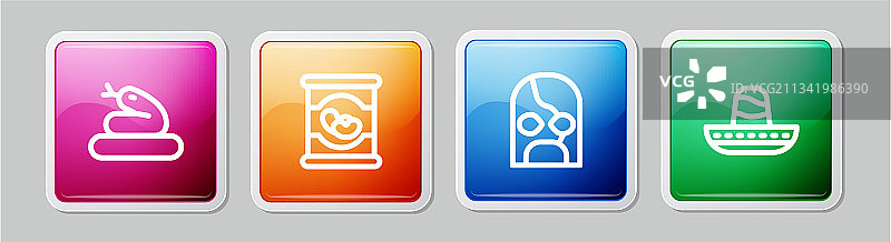 蛇罐头豆墨西哥摔跤手线条组合图片素材