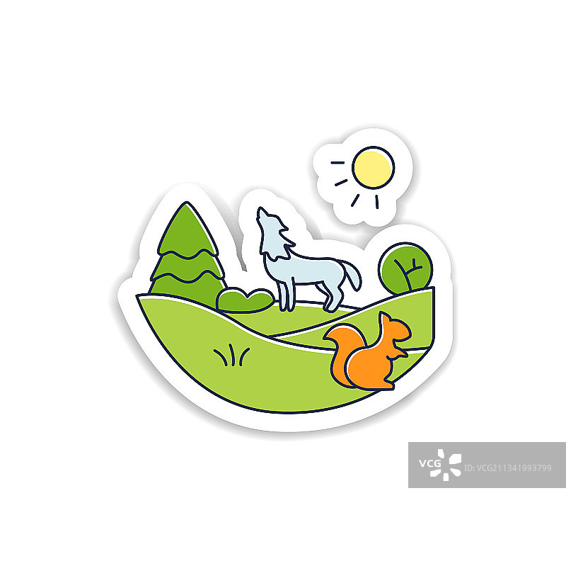 温带森林贴纸图片素材