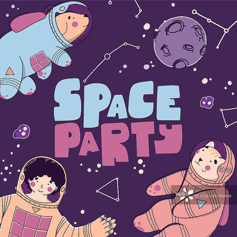 涂鸦风格宇宙派对星球星星设计图片素材