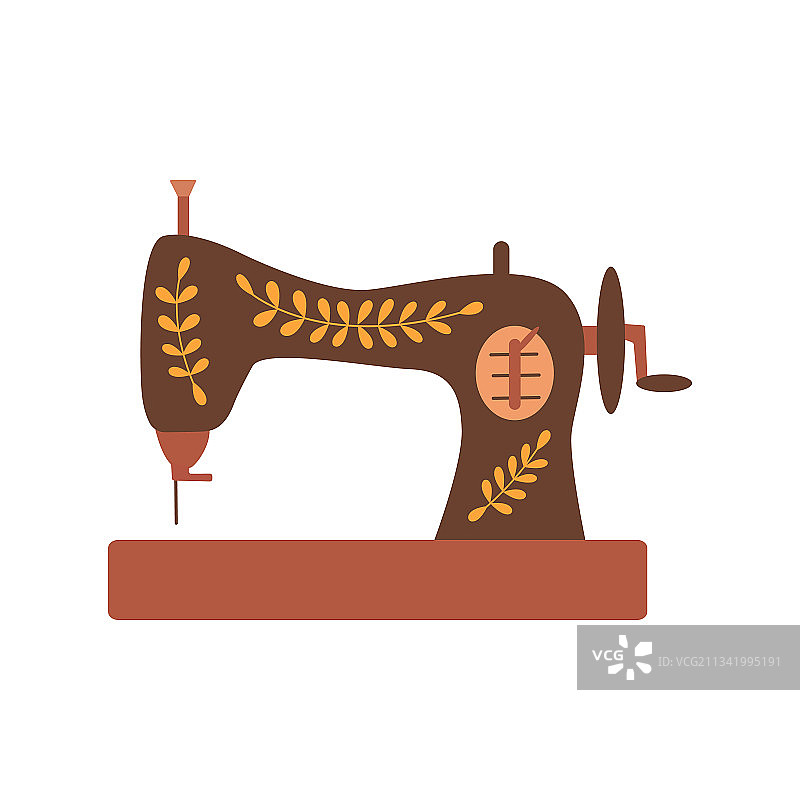 手绘复古缝纫机图片素材