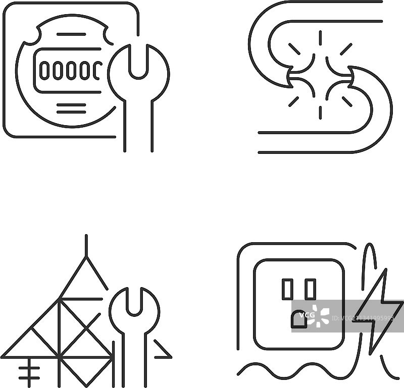 电工服务线性图标集图片素材