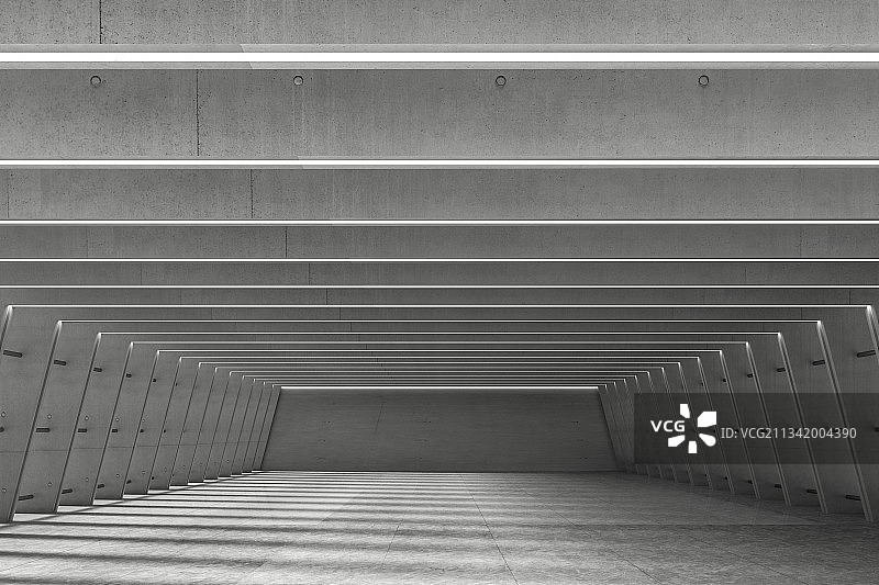 简洁灯带室内空间，三维图形图片素材