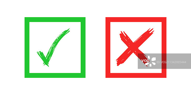 手绘对勾和叉号元素图片素材