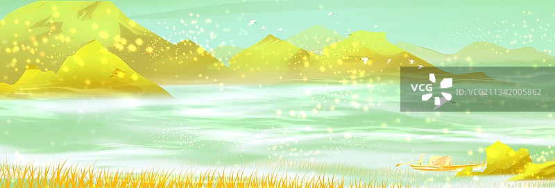 中国文化风景山水背景插画图片素材