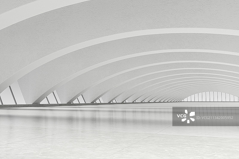 高调白色圆弧形大厅，三维图形图片素材