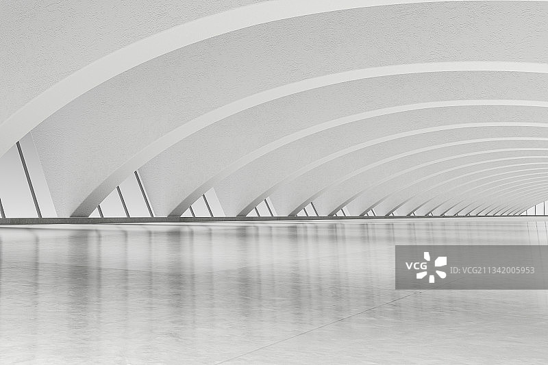 高调白色圆弧形大厅，三维图形图片素材