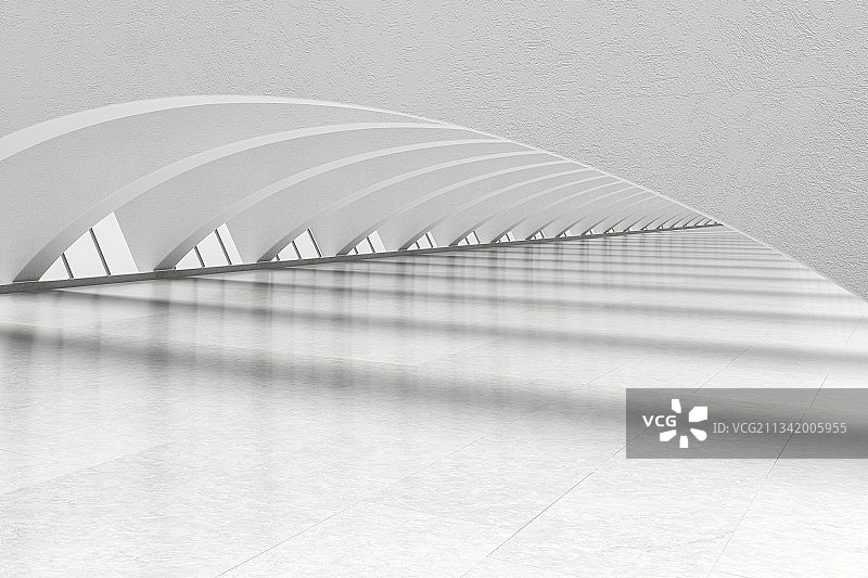 高调白色圆弧形大厅，三维图形图片素材