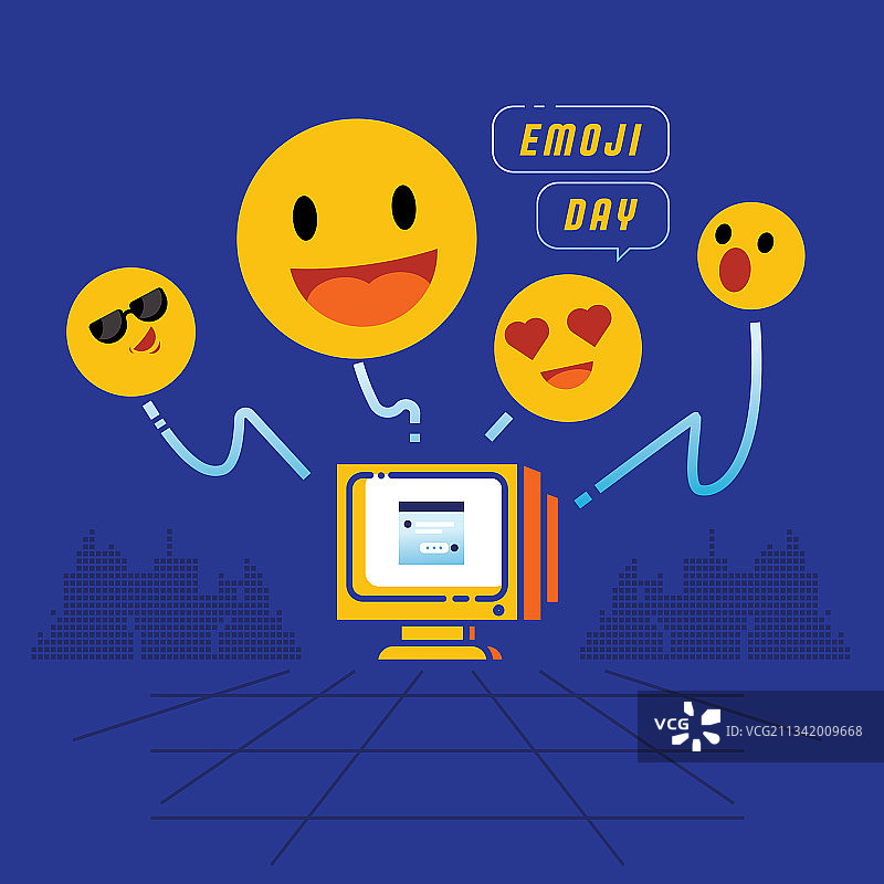 从台式电脑发送的表情符号图片素材