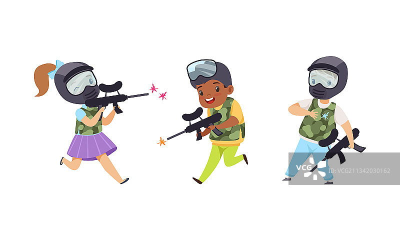 可爱儿童玩彩弹游戏图片素材