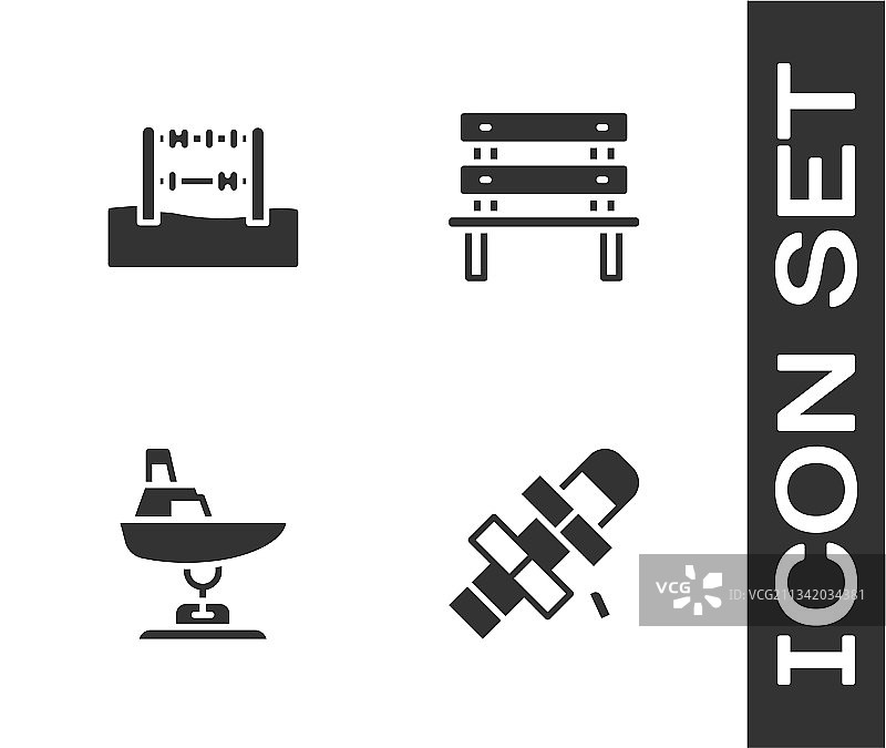 跳房子算盘秋千船和长椅图标图片素材