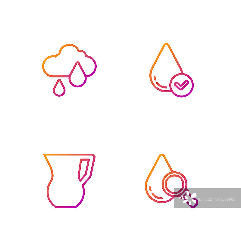 成套线条：水滴、放大镜、水壶图片素材