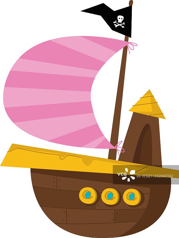 白色背景上的海盗船图片素材