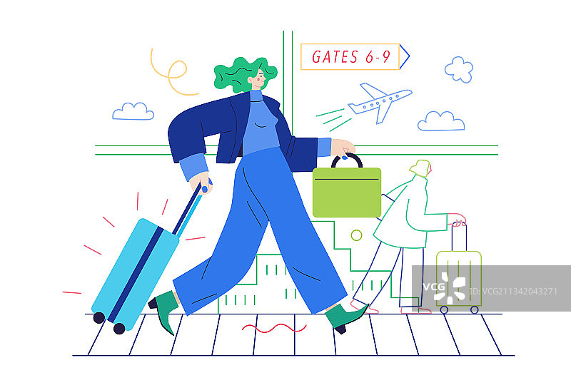 商务主题 - 商务旅行现代扁平图片素材