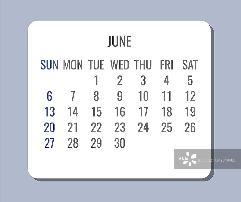 2021年6月简约月度日历图片素材