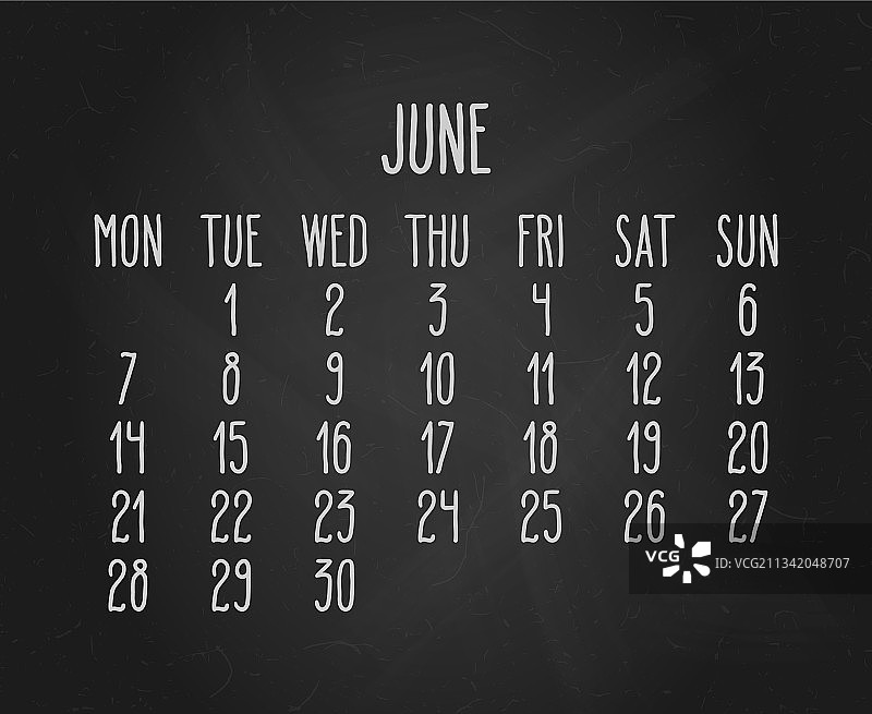 2021年6月手绘黑板日历图片素材