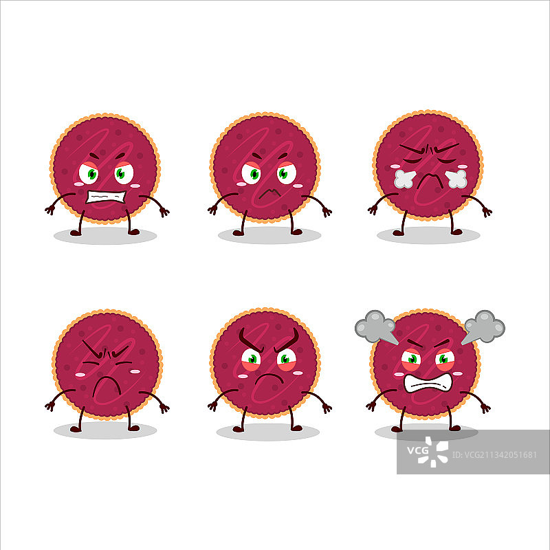 带有各种愤怒表情的蔓越莓派图片素材